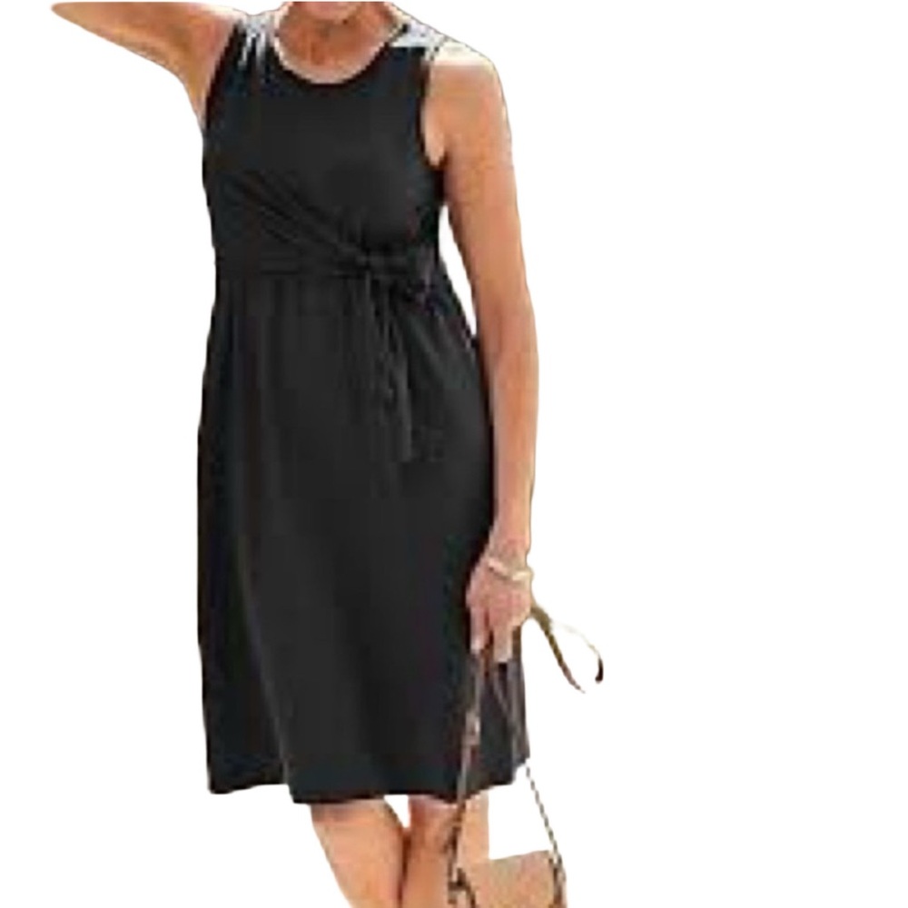NWT J. Jill Black Sleeveless Linen Dress size Medium Petite